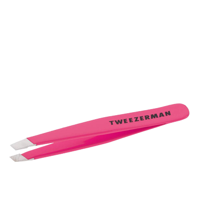 Мини професионални пинсети за вежди със скосен връх TWEEZERMAN Mini Slant Tweezer Neon Pink